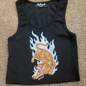 Badwood twin flame tiger crop tank
